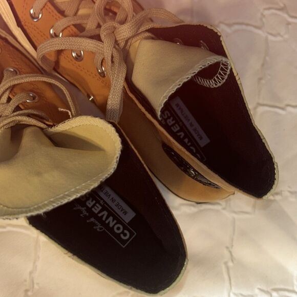 Converse Orange and Beige Chuck 70 High Top Plaid Sneakers (Size 5,Women’s 7) - Picture 11 of 11